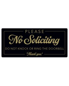 No Soliciting Sign Black Gold Magnetic Door Sign 3.5x8 for Office and Commercial Use
