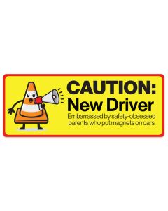 caution new driver” 3.5x9 car magnet for vehicle safety made in the USA