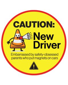 Caution New Driver Car Outdoor Magnet 5 Inch