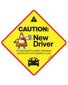 5x5-inch New Driver Diamond Shape Car Sign – Outdoor Magnetic for Driving Schools and Fleet Vehicles