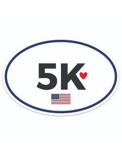 5K Marathon Oval Flag Heart Car Magnet
