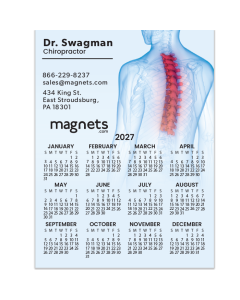 2026 Chiropractor Calendar Magnets 3x4, customizable with free design and pay-after-approval, durable magnetic calendar for chiropractic offices, Made in the USA