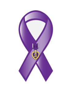 Purple Heart Awareness Ribbon Magnet with Medal Icon 3.75x8
