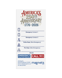 America’s 250th Anniversary Emergency Numbers Refrigerator Magnet 3x6