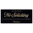 No Soliciting Sign Black Gold Magnetic Door Sign 3.5x8 for Office and Commercial Use