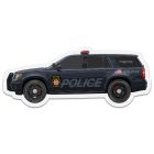 Custom-shaped Police SUV magnet with Pennsylvania State Police design and American flag on vehicle